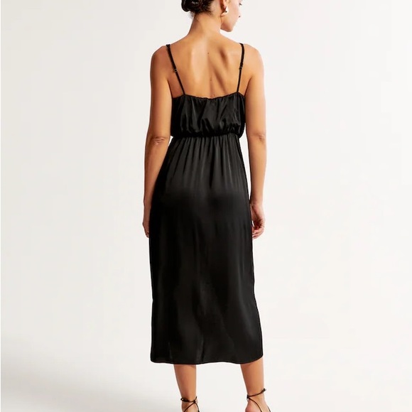 Abercrombie Satin Draped Wrap Midi Dress - Picture 4 of 4